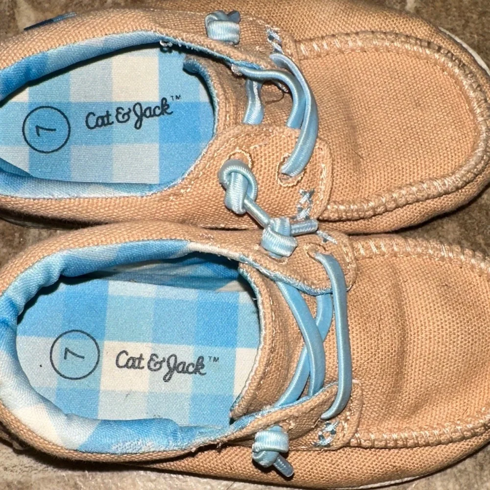 Target Tan Moccasins with Blue Laces
